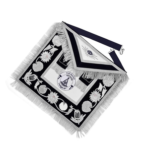 Masonic Past Master Lodge N Delantal Piel de cordero Plata bordada en terciopelo negro Freemason Delantales - Product Image 2