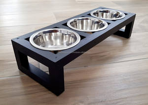 Stainless Steel & Wood <b>Raised</b> Non-Automatic <b>Pet</b> Feeder for Dogs-Rectangular Design for Outdoor/Travel/Indoor Use - Product Image 4