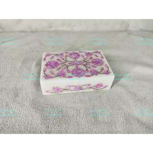 กล่องเก็บเครื่องประดับหินอ่อนที่สลับซับซ้อนของอินเดียสำหรับเด็กผู้หญิงกล่องเก็บของขวัญเป็นที่ต้องการสูง - Product Image 6