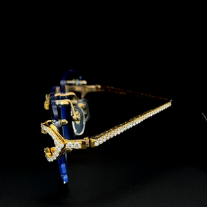 Lunettes de soleil carrées légères de qualité supérieure à monture intégrale, triple pont, avec chaîne cubaine, testées au diamant Moissanite, protection UV400 - Product Image 2