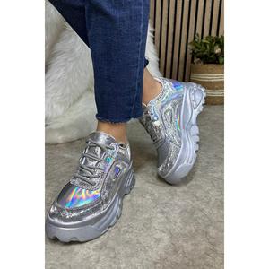 Scarpe sportive Casual da donna suola alta Sneaker da 6 Cm nero-bianco-Beige-pelle verniciata-camoscio 001H