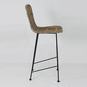 Modern Durable Eco-Friendly Outdoor <b>Rattan</b> <b>Bar</b> Stool Iron Frame Natural Kubu <b>Rattan</b> for Home <b>Bar</b> Kitchen Cafe Resort Seating - Product Image 3