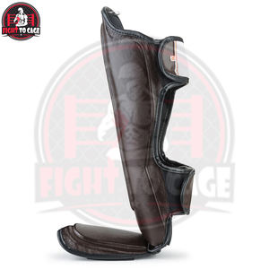 Protège-tibias et protège-pieds en cuir pour boxe, Muay Thai et kickboxing, renforcés, avec fermeture auto-agrippante, protection antichoc - Product Image 5