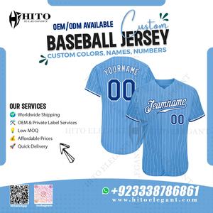 Venta al por mayor nuevas camisetas de béisbol de alta calidad al por mayor bordado sublimado camisetas cielo azul Color Softball Jersey cuello en V - Product Image 2