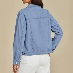 เสื้อแจ็กเก็ตยีนส์แขนยาวสำหรับผู้หญิงแจ็กเก็ตยีนส์มีกระเป๋าด้านหน้าออกแบบได้ตามต้องการ - Product Image 2