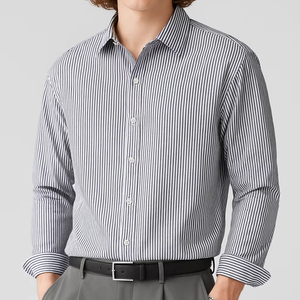 Camisa de Hombre de Manga Larga a Rayas con Botones |   Camisa Casual de Algodón de Corte Holgado |   Fabricante OEM/ODM - Product Image 1