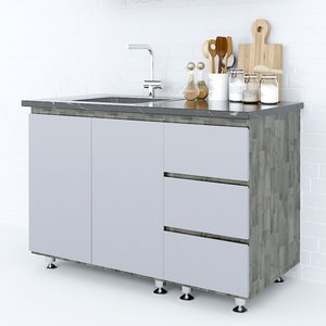 Gabinetes Bajos de Cocina Modernos TBD68010 de 1.2m, Estilo Shaker, Madera Sólida, Melamina, MDF, Madera de Caucho - Product Image 2