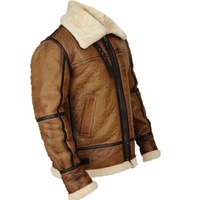Blouson aviateur en cuir chaud en fausse fourrure Shearling Bane B3 Blouson aviateur bombardier en cuir