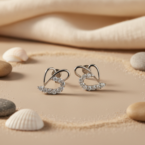 Boucles d'oreilles en argent 925 avec cristal en forme de cœur pour femmes - Product Image 3