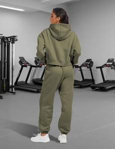 SUDADERO de algodón 100%, conjunto ligero con capucha, cierre de cordón, invierno, ecológico, lavado a la piedra, estampado de diamantes de imitación adornados - Product Image 4