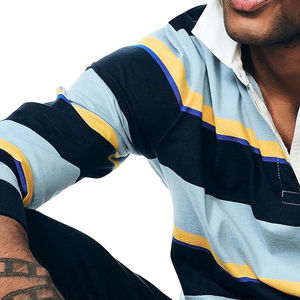 Nueva Camiseta de Manga Larga para Hombre al por Mayor, Camiseta Polo de Manga Larga Transpirable con Rayas Sólidas - Product Image 5