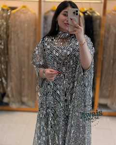 Vestidos de Noche Largos de Lujo con Cuentas, Estilo Imperio Árabe, Cintura con Cristales, Línea A, Perlas de Diamante, Mangas Largas, Elegantes, para Mujer, Estilo Dubái - Product Image 2