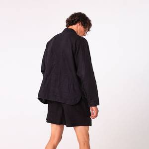 Ensemble en lin/coton doux (chemise et short) pour homme, motif imprimé |   Écologique, séchage rapide, respirant |   Fermeture à boutons sur le devant |   Été - Product Image 3