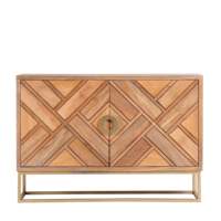 Buffet moderne exceptionnel avec support en laiton en bois de manguier naturel Décoration intérieure élégante pour la cuisine, la salle à manger et le salon