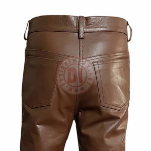 กางเกงหนังผู้ชายสำหรับนักขี่มอเตอร์ไซค์ เอวกลาง ปักลาย กันลม สไตล์สปอร์ต - Product Image 4