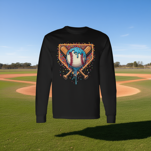 Maglietta a Maniche Lunghe per Ragazzi con Design Drip Home Plate - Abbigliamento da Baseball Divertente - Prodotto Promozionale - Product Image 3