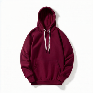 High Quality Winter Streetwear Lightweight Cotton Plain Dyed Pullover <b>Burgundy</b> Unisex <b>Hoodies</b> - Product Image 1