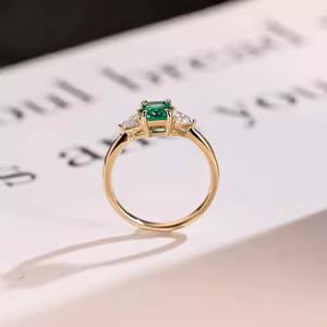 10K/14K/18K or massif certifié IGI laboratoire cultivé émeraude bague de fiançailles trillion Accent cadeau d'anniversaire pour femme trois anneaux - Product Image 5