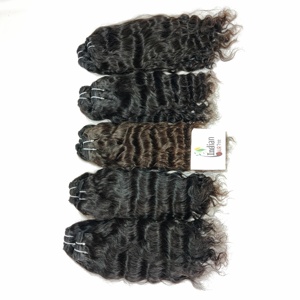 Extensions de cheveux humains naturels non traités Remy indiens ondulés noirs, lot de 100g, fabrication artisanale, traitement chimique, prix abordable - Product Image 5