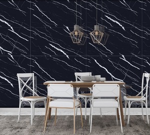 Carreaux de sol en porcelaine foncée brillante émaillée noire classique 600x1200 Carreau de céramique en marbre poli antidérapant personnalisable - Product Image 1