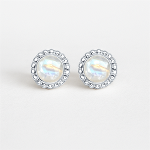 Pendientes Románticos de Plata de Ley con Baño de Rodio y Piedra Lunar Arcoíris Natural, con Engaste de Bisel, Regalo para Compromiso, Boda o Aniversario - Product Image 2