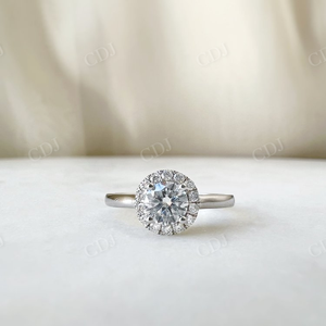 0.50ct Redondo Brillante Corte Moissanite Halo Promise Anillo Joyería fina Fábrica Precio al por mayor 18K Oro blanco Anillo de bodas Mujeres - Product Image 1