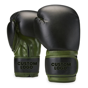 Gants de boxe en cuir noir et vert avec fermeture Velcro, respirants, équipement d'entraînement pour adultes - Product Image 5