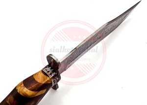 Cuchillo Bowie de acero de alto carbono hecho a mano 2024 con mango de madera y Funda de cuero fino cuchillo vikingo para exteriores - Product Image 4