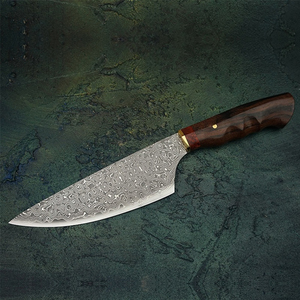 Cuchillo de chef de acero de Damasco forjado personalizado, herramienta de cocina Premium, mango de madera de borde afilado hecho a mano duradero de Pakistán - Product Image 2