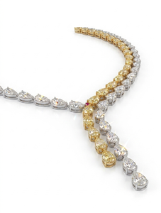 Collier pour femme en or blanc 14 carats, classique, fantaisie, avec diamant de laboratoire taille poire vif, certifié IGI, pour mariage, fiançailles, cadeau - Product Image 2