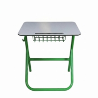 Bureau d'école moderne ARSU avec pieds en métal en forme de T, chaise noire, plateau en bois blanc, durable, garantie de 2 ans pour une utilisation en classe
