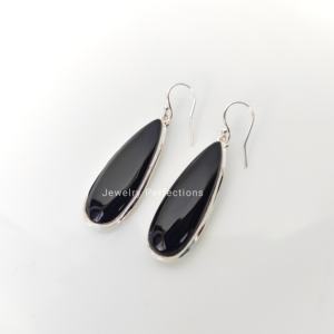 Gran oferta, pendientes de lágrima de Plata de Ley 925, atractivo diseño de gota de piedras preciosas de ónix negro, accesorio de moda para mujer directo - Product Image 3