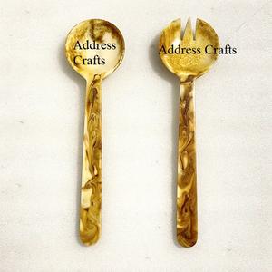 Premium Quality White Swirl Resin <b>Salad</b> Server Set Trending Resin Cutlery <b>Salad</b> <b>Spoon</b> Set Kitchen Tool Best Selling <b>Salad</b> Tools - Product Image 3