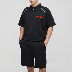 OEM/ODM Ensemble 2 pièces 100% coton pour hommes, polo oversize à épaules tombantes, t-shirt et short Ensemble de jogging personnalisé DTG avec logo imprimé pour homme - Product Image 1