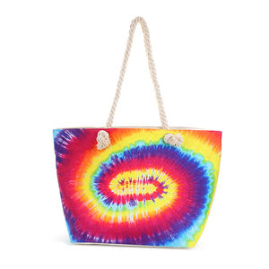 Sac de plage en toile écologique personnalisé de grande taille en gros pour femmes avec poignée d'épaule Fermeture à glissière Motif géométrique - Product Image 2