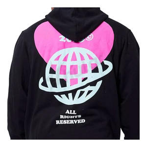 Custom High Quality Heavyweight 100% Cotton Men's <b>Hoodie</b> Streetwear <b>Black</b> Puff Printing Winter Embroidered <b>Hoodie</b> - Product Image 4