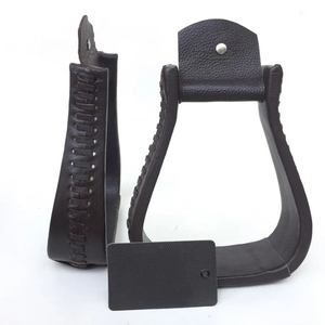 Étriers d'équitation en cuir de style western, paire, pour la sécurité équestre, antidérapants, avec protection des chevilles - Product Image 4