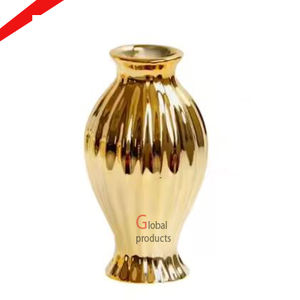Pot de fleur en métal fini doré de haute qualité accessoires de maison de salon - Product Image 1