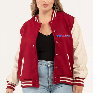 Vestes de baseball varsity surdimensionnées en coton 100% lourd, OEM/ODM, vente en gros, logo personnalisé - Product Image 1