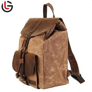 Classic Waxed Canvas <b>Backpack</b> with <b>Roll</b> <b>Top</b> Design for Casual Work or Outdoor Activities - Product Image 2
