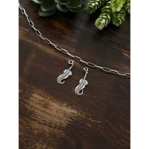 Pendentifs en argent sterling Navajo faits à la main, motif plume, style ethnique vintage, perles à motifs animaliers pour cadeaux - Product Image 2