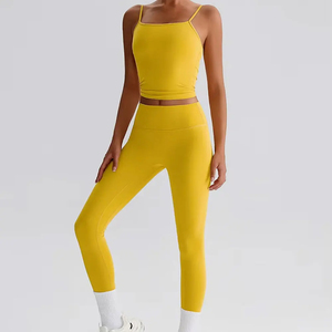 Ensemble de survêtement décontracté et écologique pour femme, idéal pour le fitness et le yoga, comprenant un haut sans manches, un short respirant taille basse et un soutien-gorge de sport, effet délavé - Product Image 2