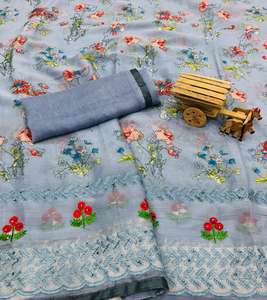 Designer indien à la mode vêtements de mariage et de fête chemisier saree en mousseline de soie à imprimé floral pour les femmes qualité d'exportation assurée - Product Image 6