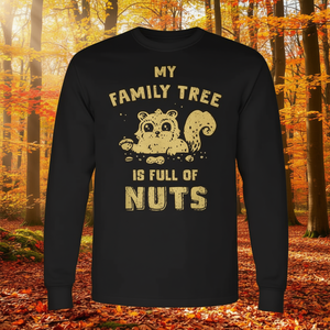 T-shirt vintage à manches longues pour les amoureux des écureuils, motif 'Mon arbre généalogique est plein de noix', produit promotionnel - Product Image 2