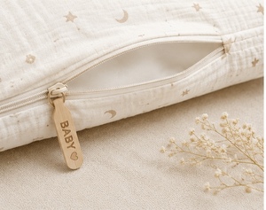 Taie d'oreiller pour bébé en mousseline 100 % coton avec motifs étoiles et lune – Housse de coussin douce pour berceau, literie respirante pour tout-petits - Product Image 1