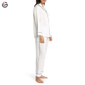 Femmes couleur unie décontracté été pyjamas Stretch vêtements de nuit respirant 100% coton séchage rapide manches longues vêtements de nuit confortables - Product Image 3