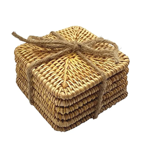 Posavasos cuadrado de ratán para taza de té, diseño de ratán de alta calidad, alfombrillas y almohadillas para el hogar, Decoración de mesa, posavasos de ratán para boda - Product Image 1