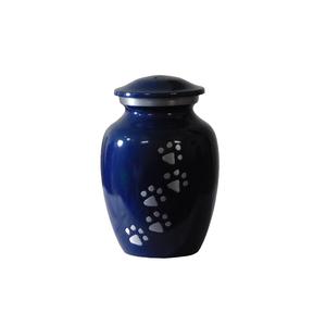 โกศอะลูมิเนียมสำหรับงานศพสัตว์เลี้ยงพร้อมอุ้งเท้าพิมพ์สีทองและสีน้ำเงินโกศโลหะสำเร็จรูปสำหรับขี้เถ้ามนุษย์ - Product Image 3