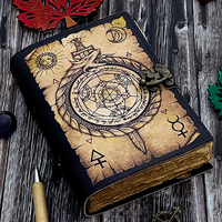 Carnet en cuir imprimé Alchemy Scroll, Livre de sorts de transmutation avec cercle Ouroboros, Carnet de croquis vierge pour voyages, Noël