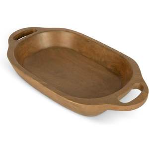 Bandeja octogonal de madera de acacia para servir con asas de metal para servir café, té, bebidas, bandeja hecha a mano - Product Image 5